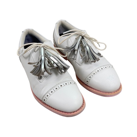 GFore Cap Toe Tassle Gallivanter Women's Golf Shoes White Pink Size 7.5 - Picture 2 of 9